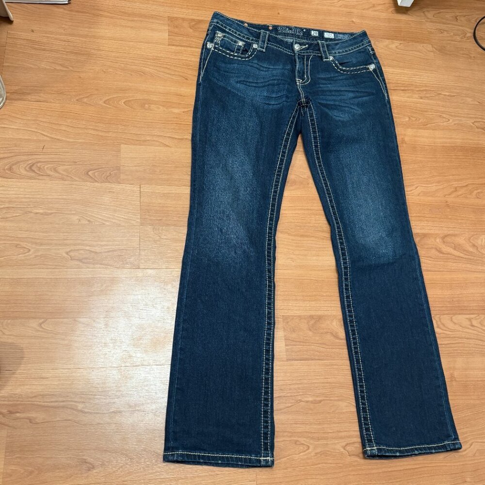 Miss Me Fleur De Lis Blue Wash Bootcut Jeans - Picture 4 of 11